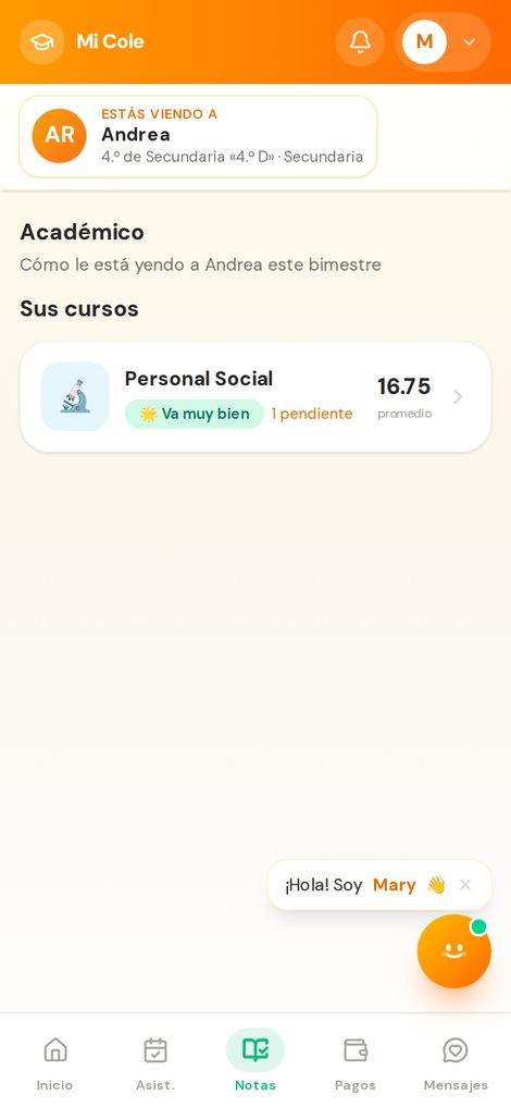Notas del estudiante